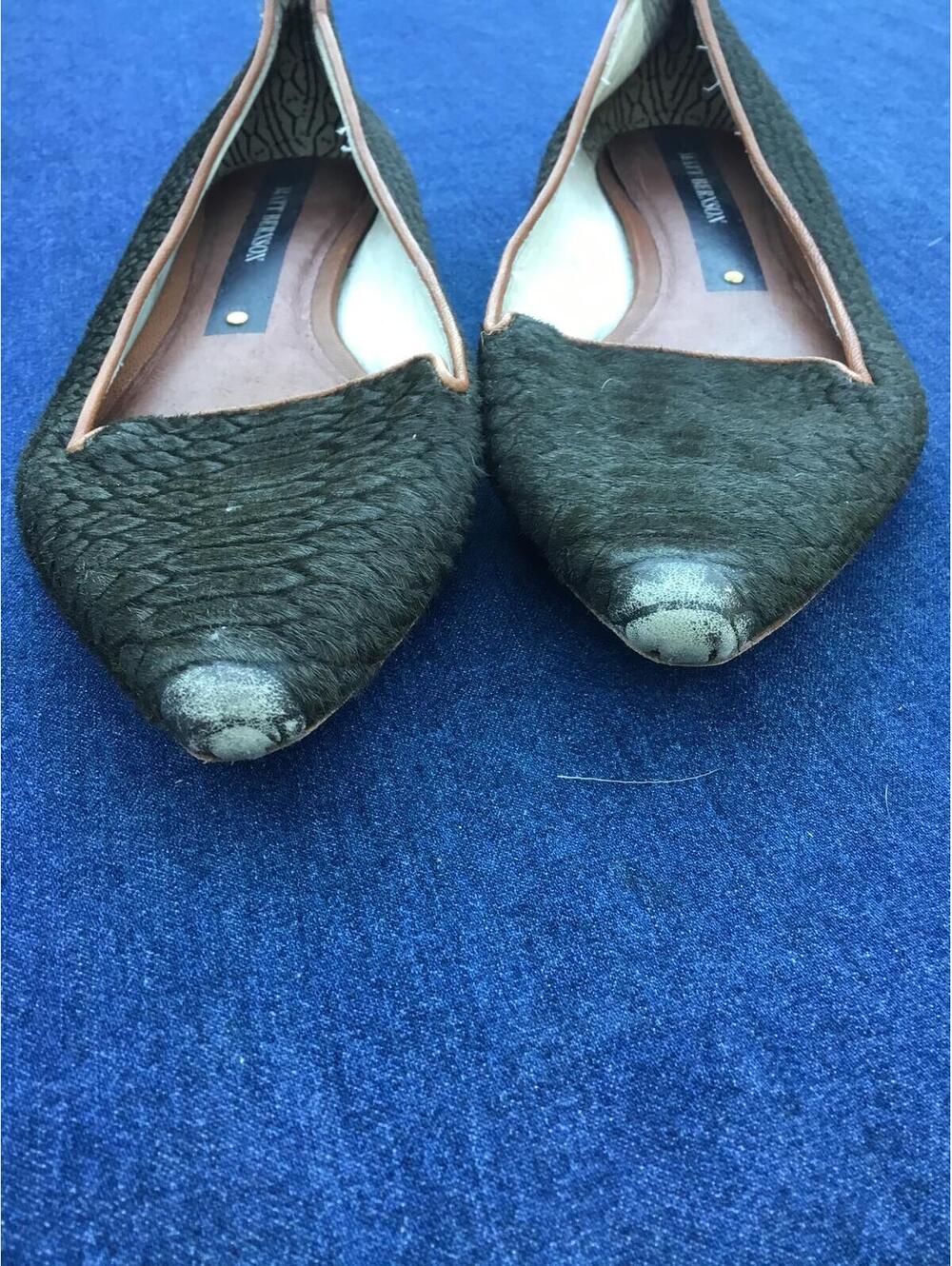 Matt Bernson Pony Hair Pointed Toe Flats Olive Green Women’s 7